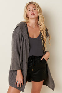 Charcoal button cardigan hoodie