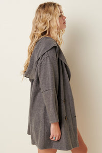 Charcoal button cardigan hoodie