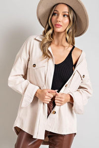 Ivory button down shacket