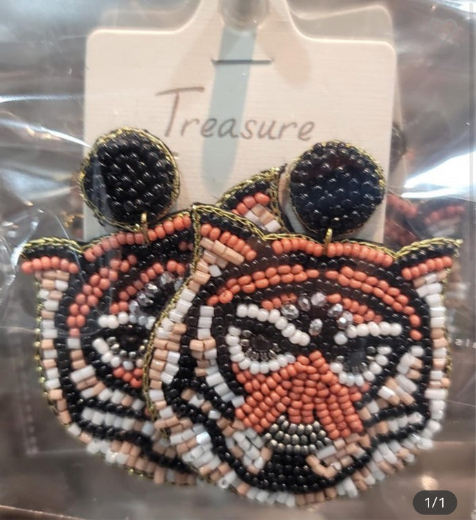 Bengals tiger beaded earrings